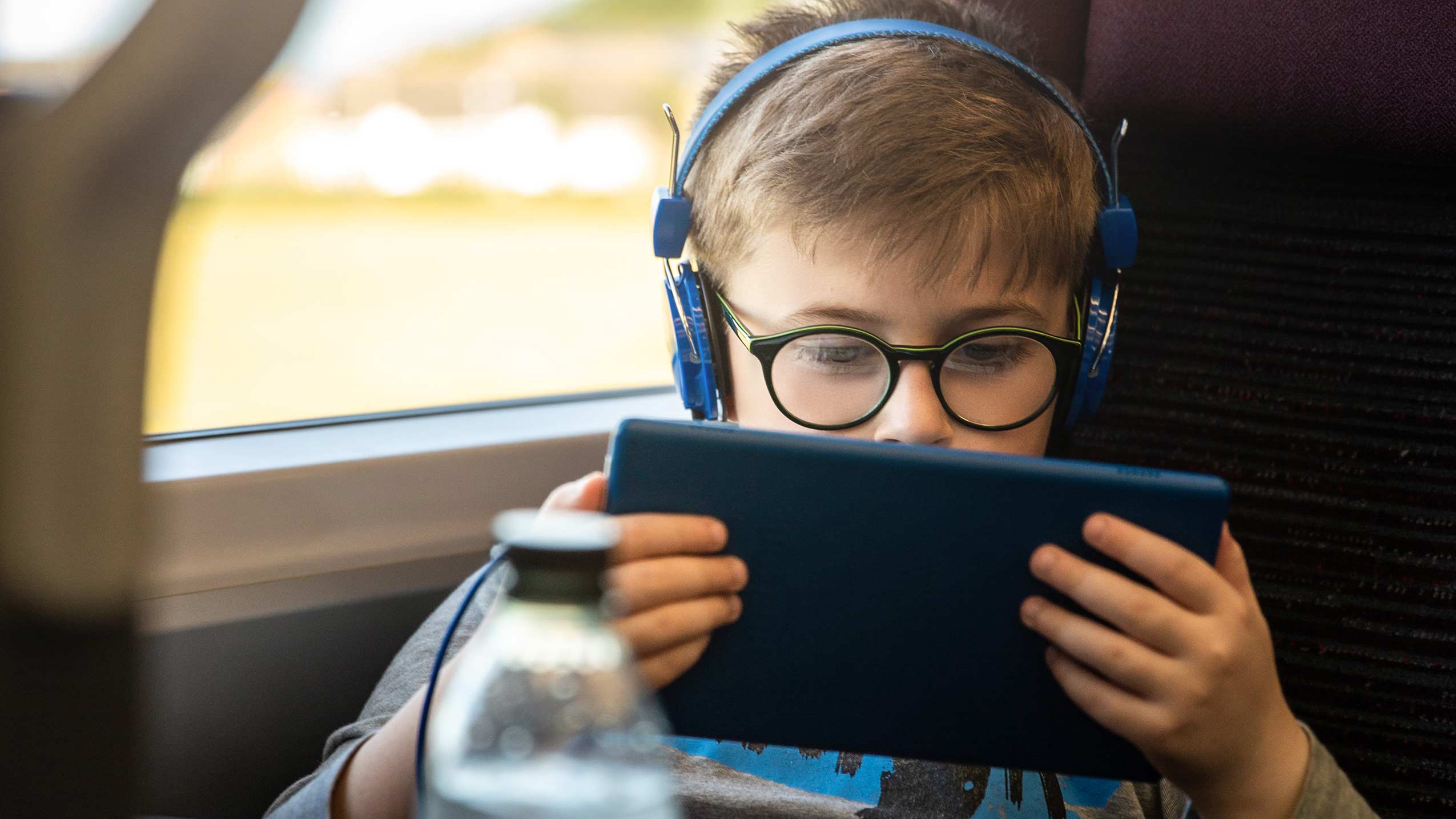 Young boy on train